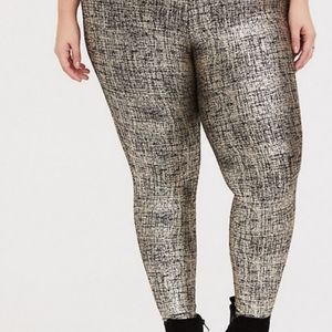 PREMIUM LEGGING - METALLIC FOIL CROSSHATCH GOLD